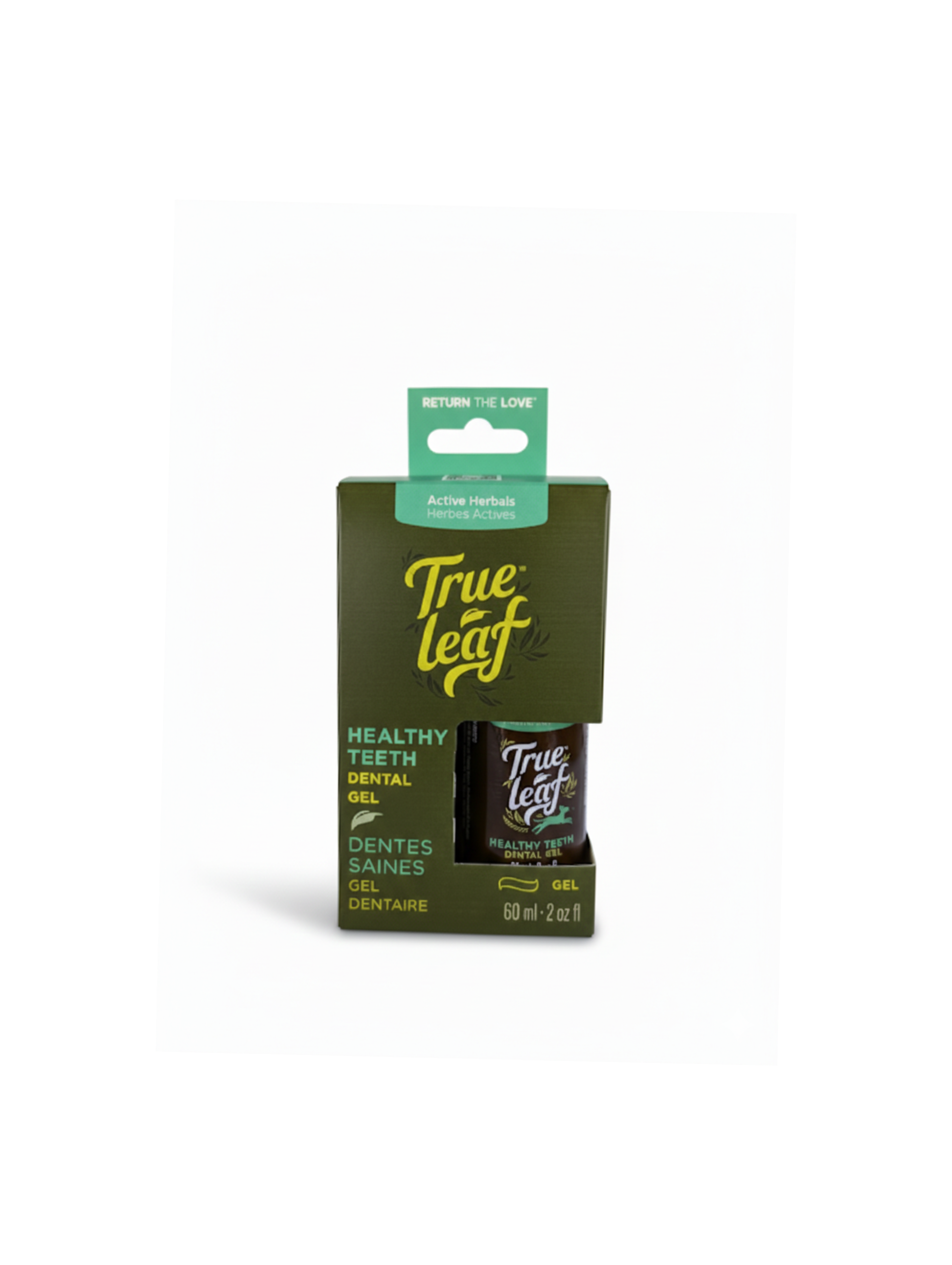 True Leaf dental gel packaging on a white background