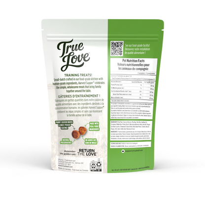 Back of bag for Harvest Supper True Love dog treats