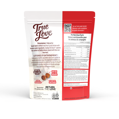 Back of bag for Sunday Pot Roast True Love dog treats