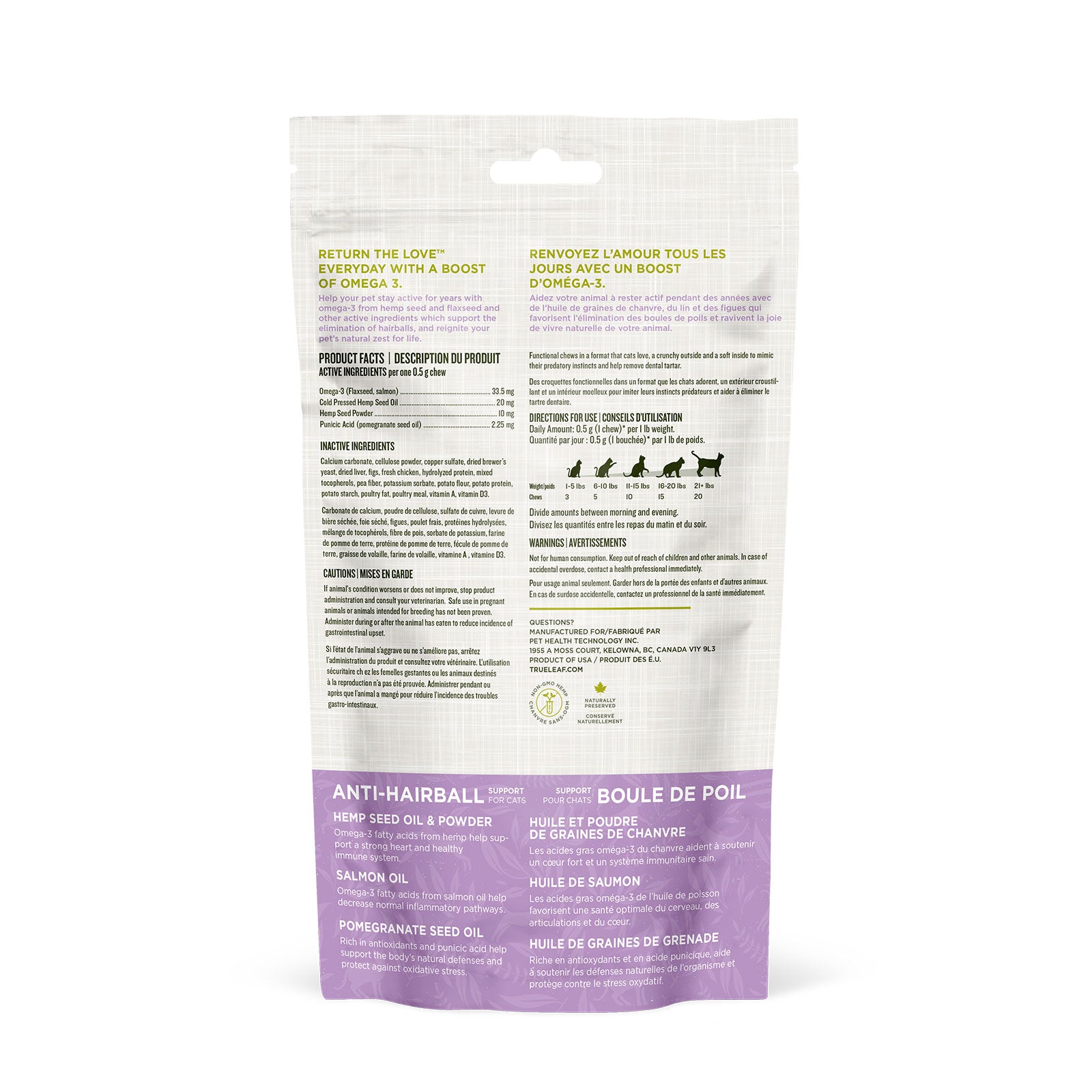 Back of cat chew packaging